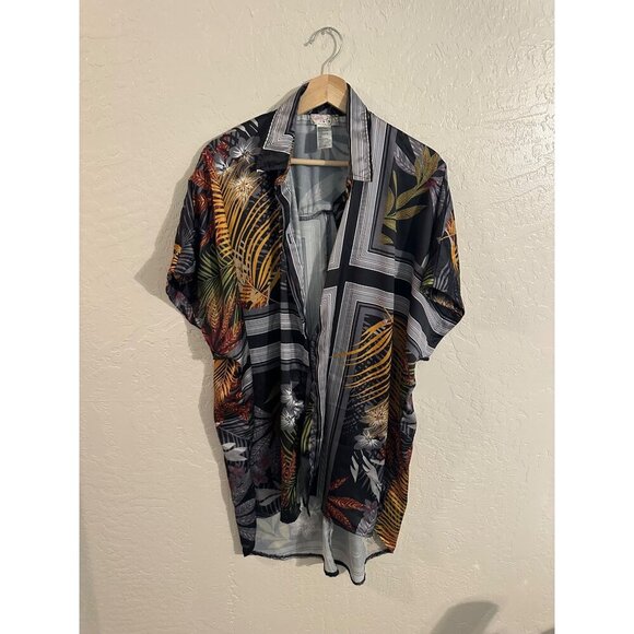 Free People Island Time Kimono Style Oversized Silky Shirt - Picture 3 of 11